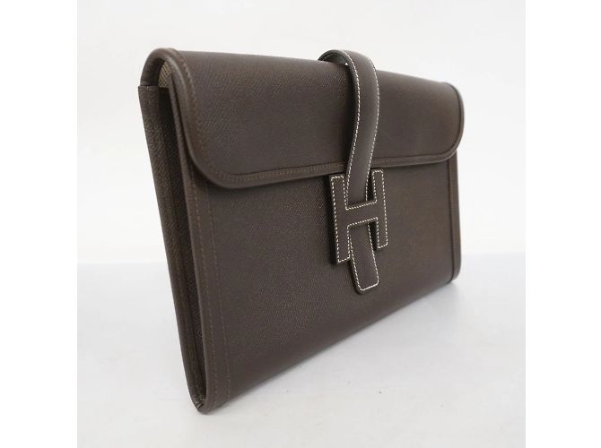Hermès Borsa Clutch Hermes Jige PM Courchevel Ebano Damier ebene - vista 2