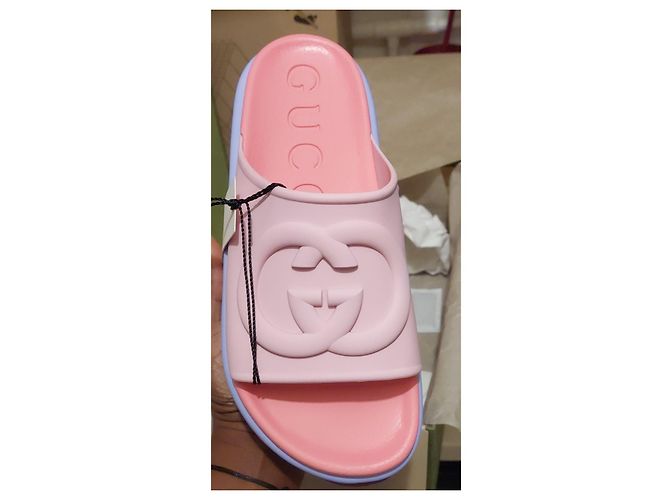 Mule con zeppa Gucci in gomma multicolore - vista 2