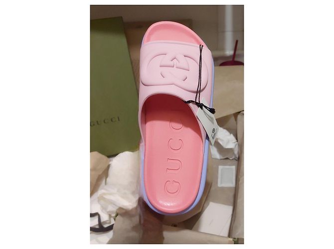 Mule con zeppa Gucci in gomma multicolore - vista 5