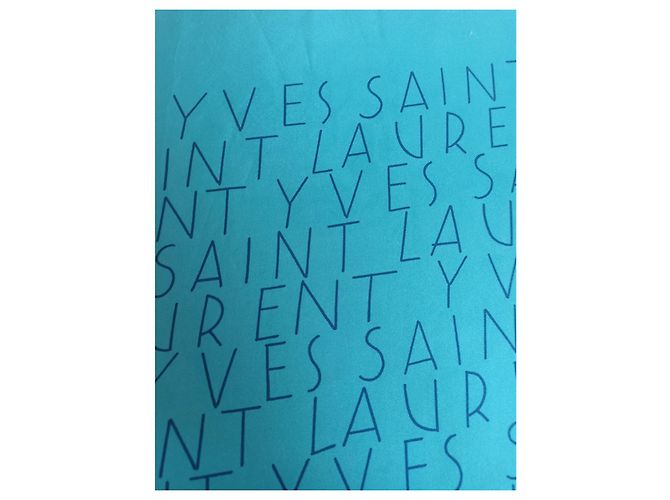 Sciarpa Yves Saint Laurent in seta blu con fiori - vista 3