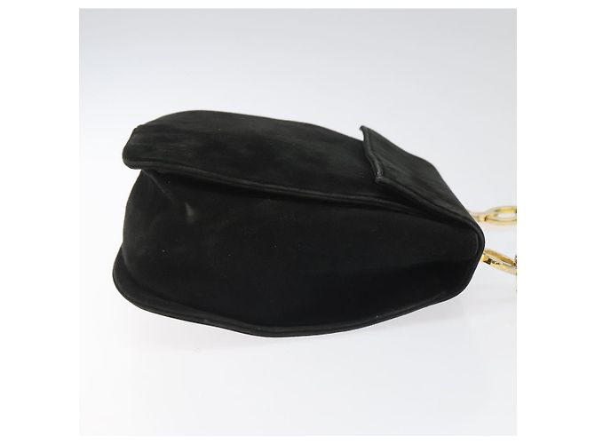 Borsa a Spalla Gancini in Camoscio Nero e Oro Auth 110487 di Salvatore Ferragamo D'oro - vista 3