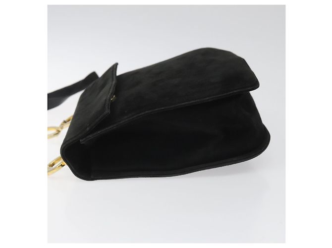 Borsa a Spalla Gancini in Camoscio Nero e Oro Auth 110487 di Salvatore Ferragamo D'oro - vista 4