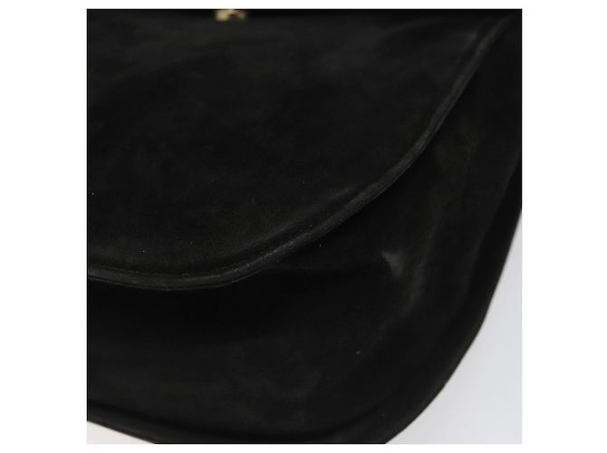 Borsa a Spalla Gancini in Camoscio Nero e Oro Auth 110487 di Salvatore Ferragamo D'oro - vista 9