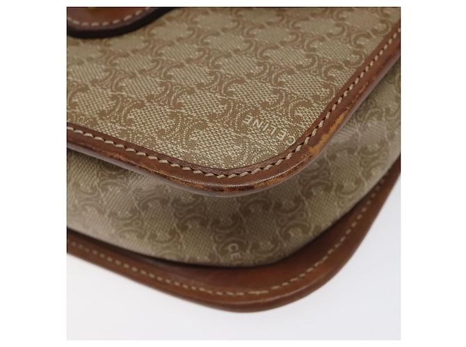 Céline Borsa a spalla in tela Macadam CELINE in pelle PVC beige marrone oro Auth 115531 D'oro - vista 15