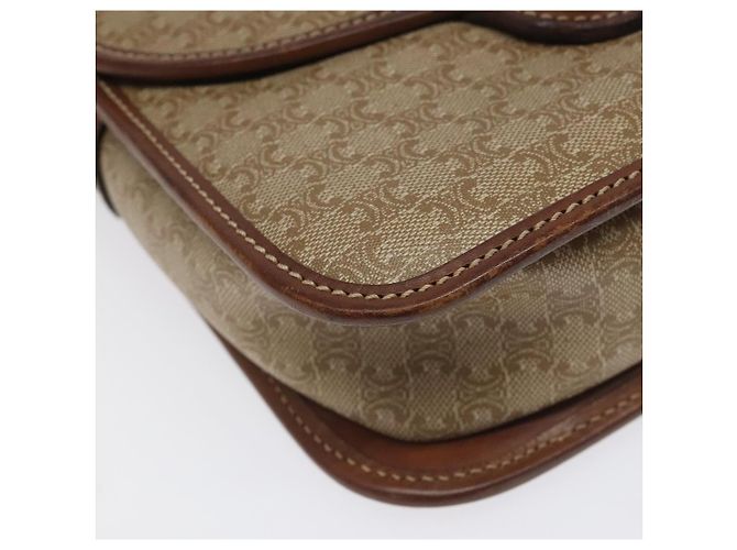 Céline Borsa a spalla in tela Macadam CELINE in pelle PVC beige marrone oro Auth 115531 D'oro - vista 16