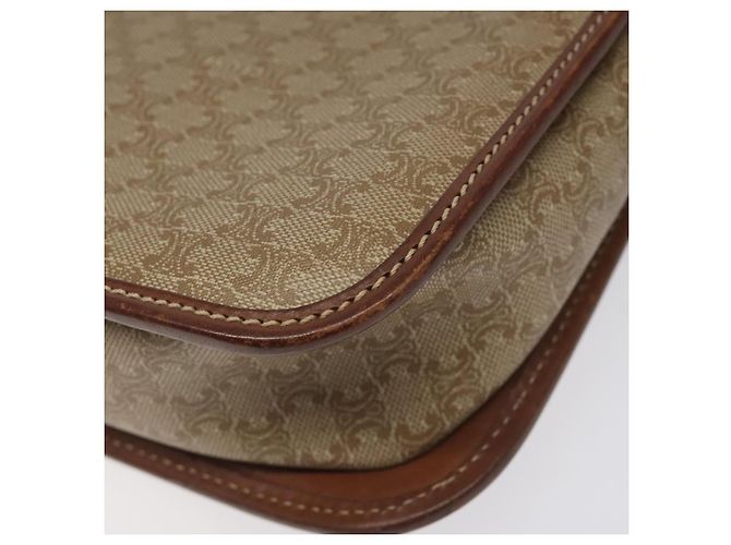 Céline Borsa a spalla in tela Macadam CELINE in pelle PVC beige marrone oro Auth 115531 D'oro - vista 17