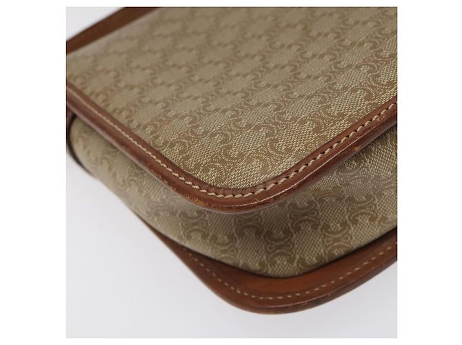 Céline Borsa a spalla in tela Macadam CELINE in pelle PVC beige marrone oro Auth 115531 D'oro - vista 18