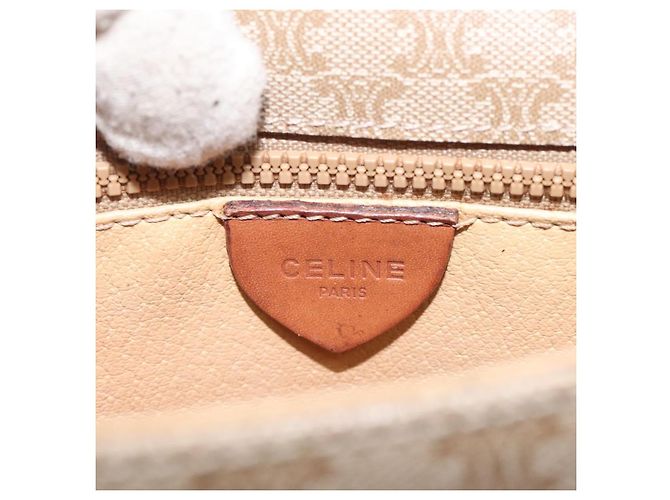 Céline Borsa a spalla in tela Macadam CELINE in pelle PVC beige marrone oro Auth 115531 D'oro - vista 21