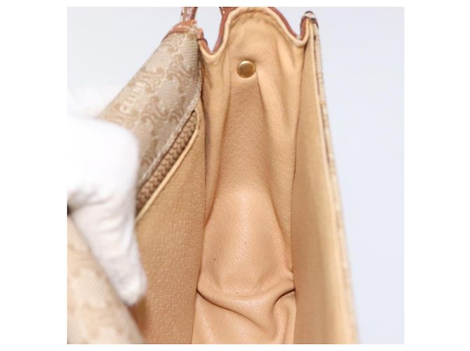 Céline Borsa a spalla in tela Macadam CELINE in pelle PVC beige marrone oro Auth 115531 D'oro - vista 22