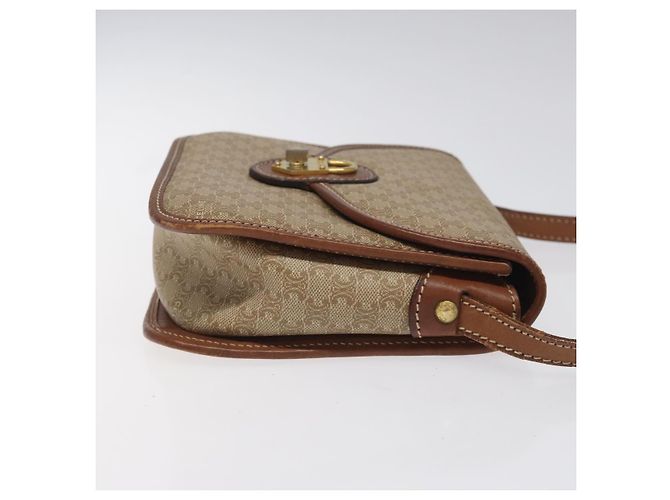 Céline Borsa a spalla in tela Macadam CELINE in pelle PVC beige marrone oro Auth 115531 D'oro - vista 3