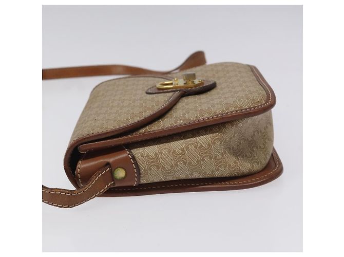 Céline Borsa a spalla in tela Macadam CELINE in pelle PVC beige marrone oro Auth 115531 D'oro - vista 4
