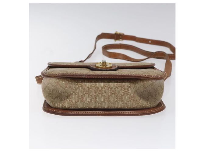 Céline Borsa a spalla in tela Macadam CELINE in pelle PVC beige marrone oro Auth 115531 D'oro - vista 5