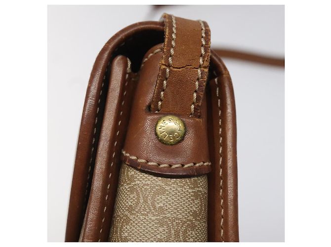 Céline Borsa a spalla in tela Macadam CELINE in pelle PVC beige marrone oro Auth 115531 D'oro - vista 9