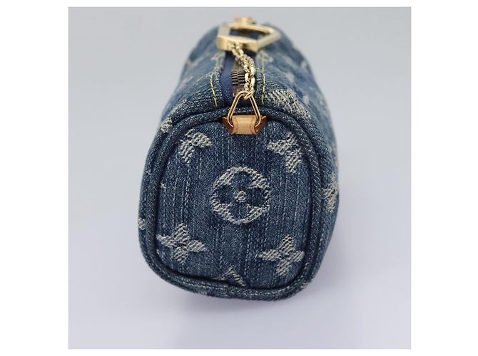 LOUIS VUITTON Monogram Denim Trousse Speedy Pouch Blue M95082 LV Auth 94097 - view 3