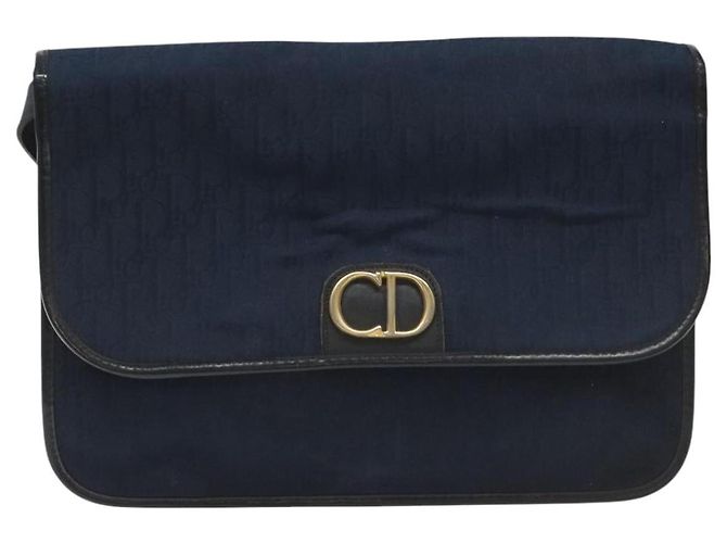 Borsa a spalla in tela Trotter Christian Dior blu navy Auth bs22436 - vista 2