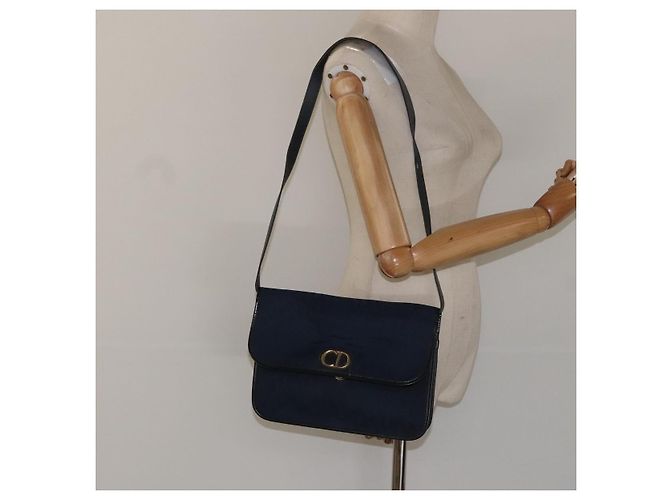 Borsa a spalla in tela Trotter Christian Dior blu navy Auth bs22436 - vista 25