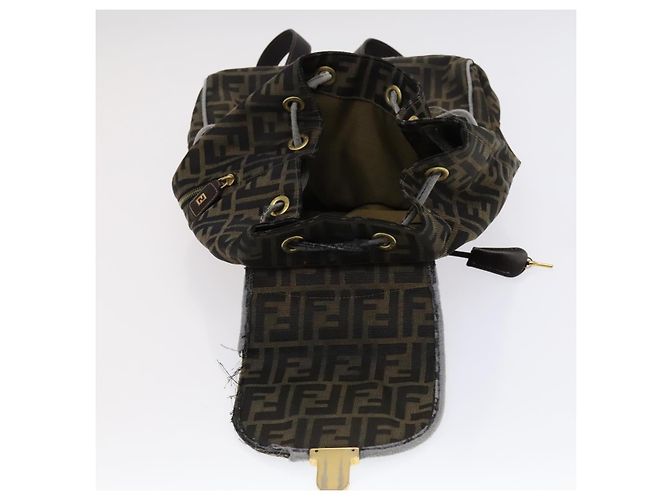 FENDI Zucca Canvas Rucksack braun schwarz gold Auth 111351 Golden - Ansicht 11