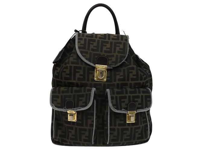 FENDI Zucca Canvas Rucksack braun schwarz gold Auth 111351 Golden - Ansicht 13