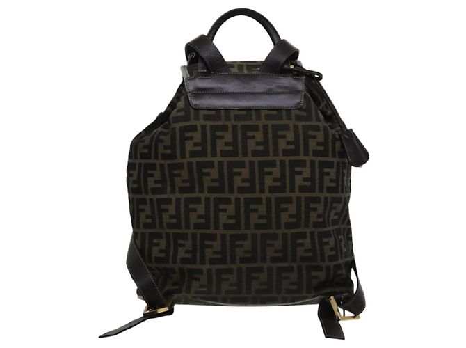 FENDI Zucca Canvas Rucksack braun schwarz gold Auth 111351 Golden - Ansicht 2