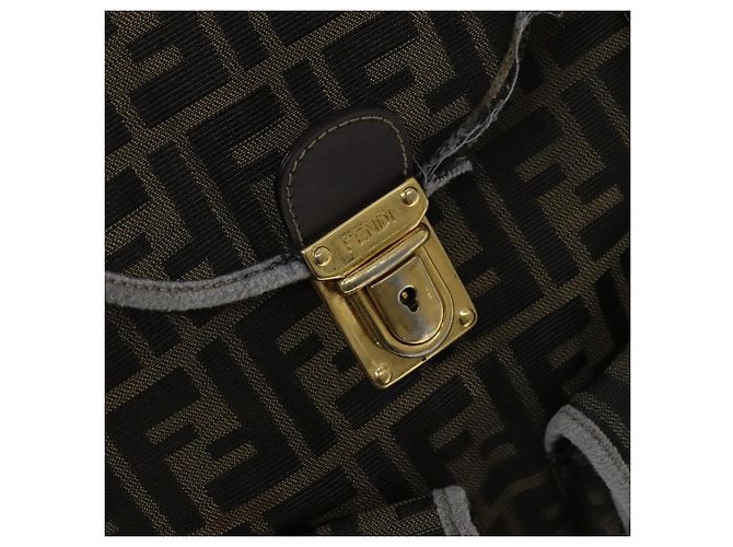 FENDI Zucca Canvas Rucksack braun schwarz gold Auth 111351 Golden - Ansicht 20