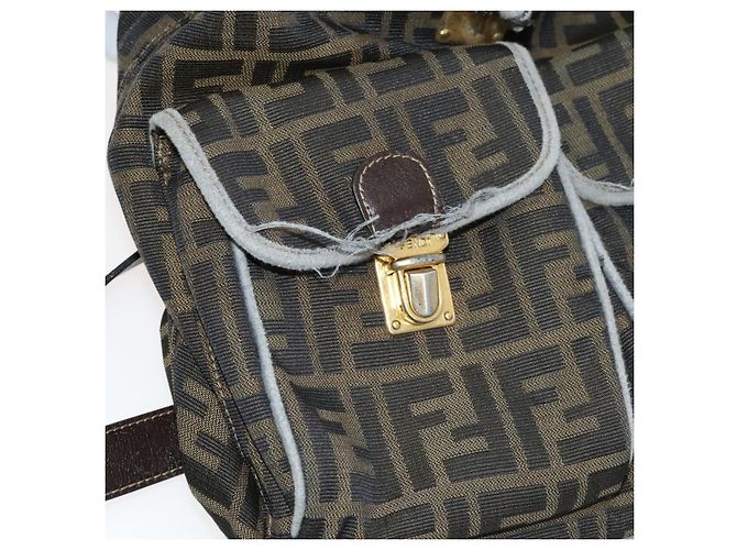 FENDI Zucca Canvas Rucksack braun schwarz gold Auth 111351 Golden - Ansicht 25
