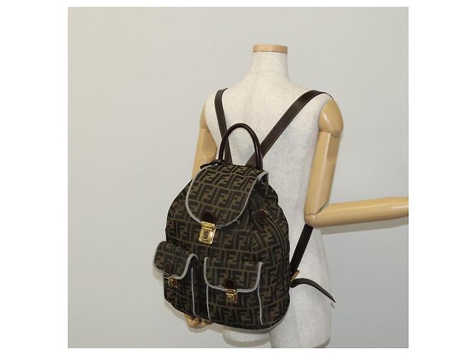 FENDI Zucca Canvas Rucksack braun schwarz gold Auth 111351 Golden - Ansicht 27