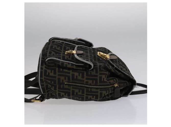 FENDI Zucca Canvas Rucksack braun schwarz gold Auth 111351 Golden - Ansicht 3