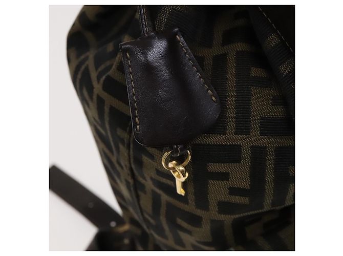 FENDI Zucca Canvas Rucksack braun schwarz gold Auth 111351 Golden - Ansicht 9