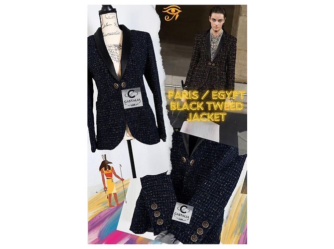 Chanel Neue atemberaubende schwarze Tweedjacke - Ansicht 2