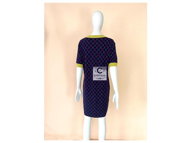 Chanel New CC Logo Patch Tartan Cashmere Kleid 40 FR Mehrfarben - Ansicht 7