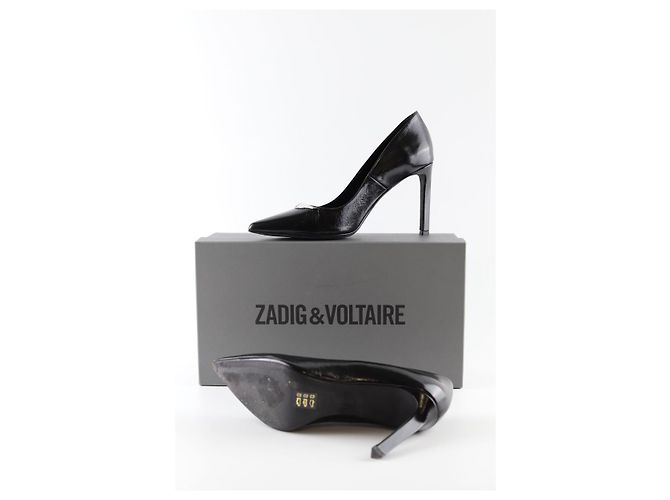Zadig & Voltaire Saltos de couro preto - vista 7