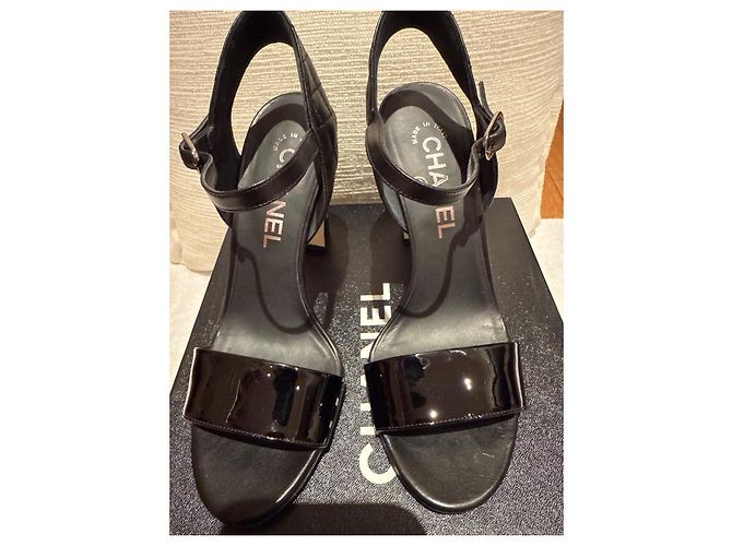 Cambon Chanel Sandali con tacco LAMPÂT CAL Nero - vista 3