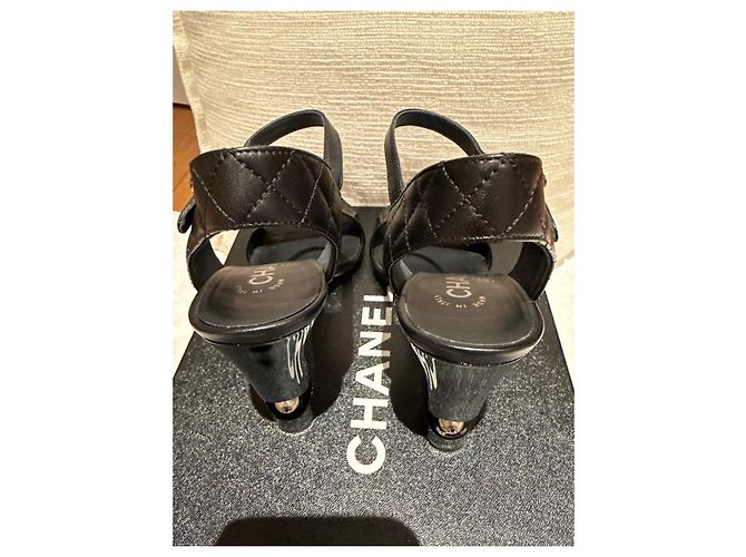 Cambon Chanel Sandali con tacco LAMPÂT CAL Nero - vista 5