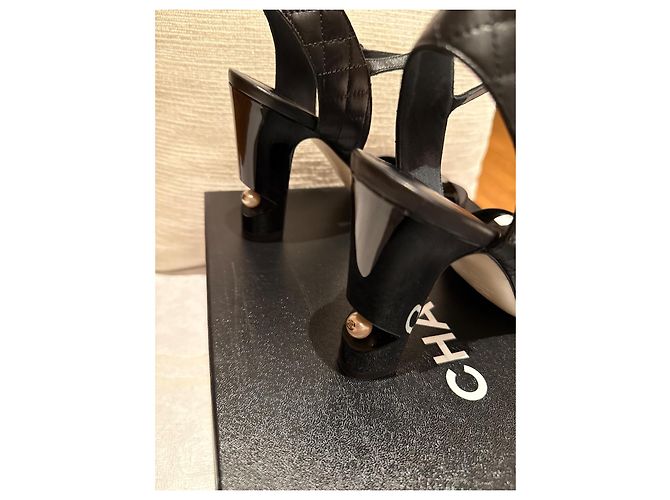 Cambon Chanel Sandali con tacco LAMPÂT CAL Nero - vista 7