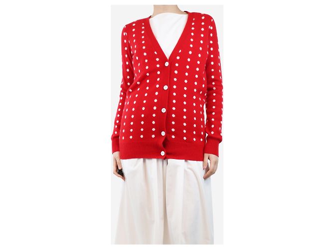 Autre Marque Roter Pünktchen-Cardigan - Größe UK 8 - Ansicht 3
