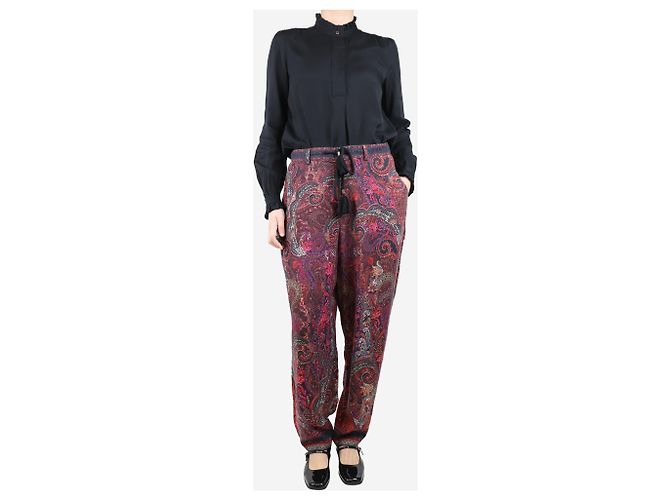 Camilla Pantalones elásticos de cintura roja con estampado paisley - talla M - vista 2