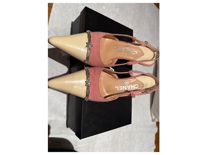 Cambon Chanel Bicolor Slingback-Pumps mit kleinen Absätzen Pink - Ansicht 3