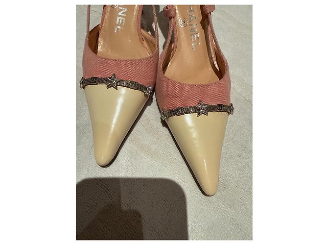 Cambon Chanel Bicolor Slingback-Pumps mit kleinen Absätzen Pink - Ansicht 5