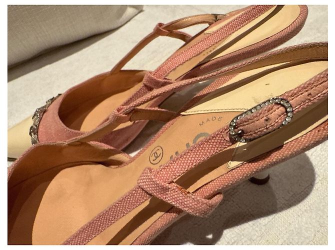 Cambon Chanel Bicolor Slingback-Pumps mit kleinen Absätzen Pink - Ansicht 7