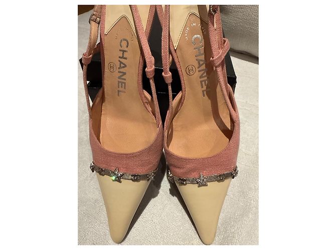 Cambon Chanel Bicolor Slingback-Pumps mit kleinen Absätzen Pink - Ansicht 9