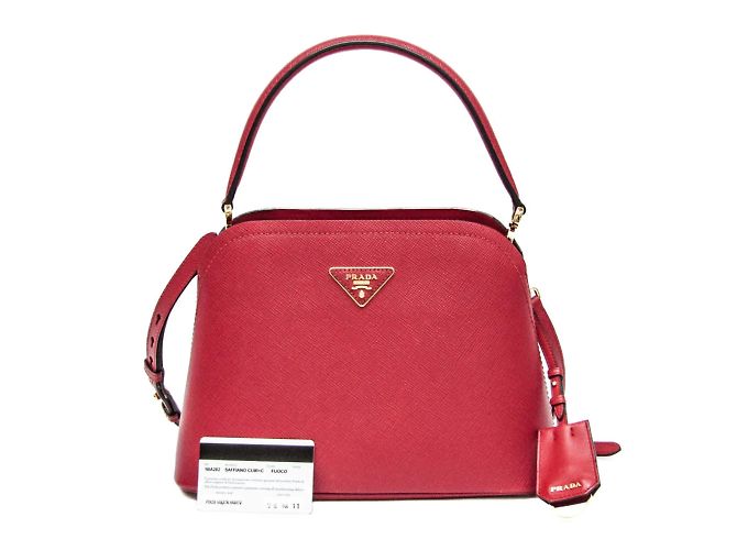 Borsa in pelle Prada Saffiano Matinee 1BA282 Rosso - vista 2