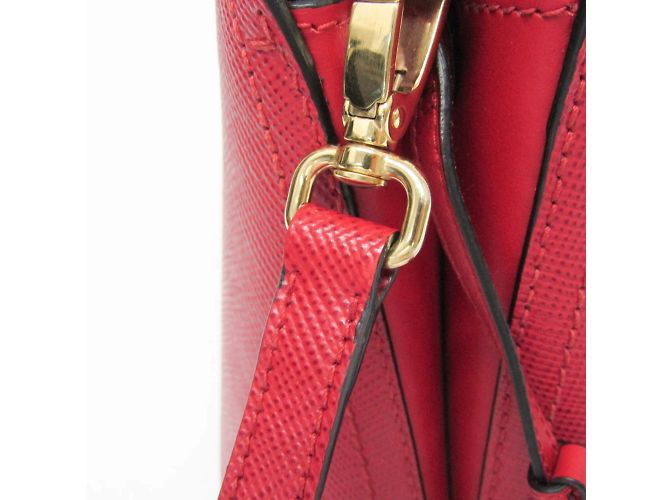Borsa in pelle Prada Saffiano Matinee 1BA282 Rosso - vista 7
