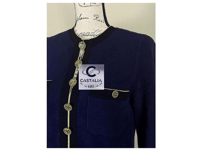 Chanel Neues Icon La Pausa CC Knöpfe Kleid Marineblau - Ansicht 10