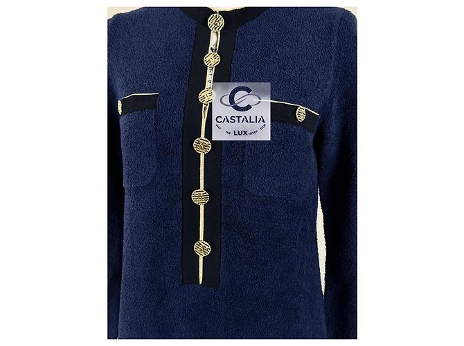 Chanel Neues Icon La Pausa CC Knöpfe Kleid Marineblau - Ansicht 11
