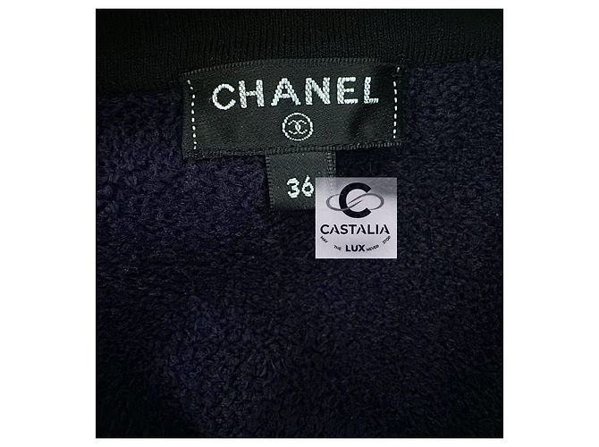 Chanel Neues Icon La Pausa CC Knöpfe Kleid Marineblau - Ansicht 13
