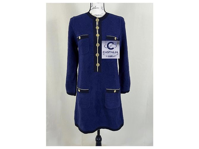 Chanel Neues Icon La Pausa CC Knöpfe Kleid Marineblau - Ansicht 5