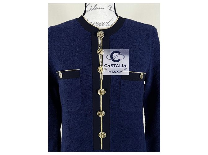 Chanel Neues Icon La Pausa CC Knöpfe Kleid Marineblau - Ansicht 6