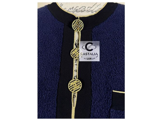 Chanel Neues Icon La Pausa CC Knöpfe Kleid Marineblau - Ansicht 7