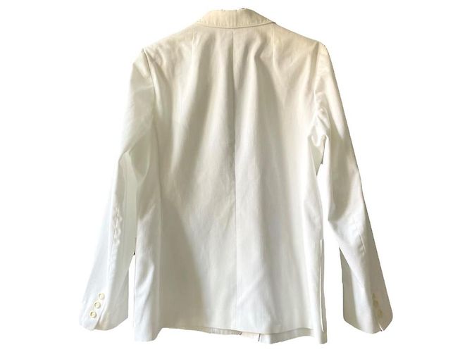 Blazer largo 70/80s Guy Laroche 38/40 de pana mezclada de algodón blanco - vista 2