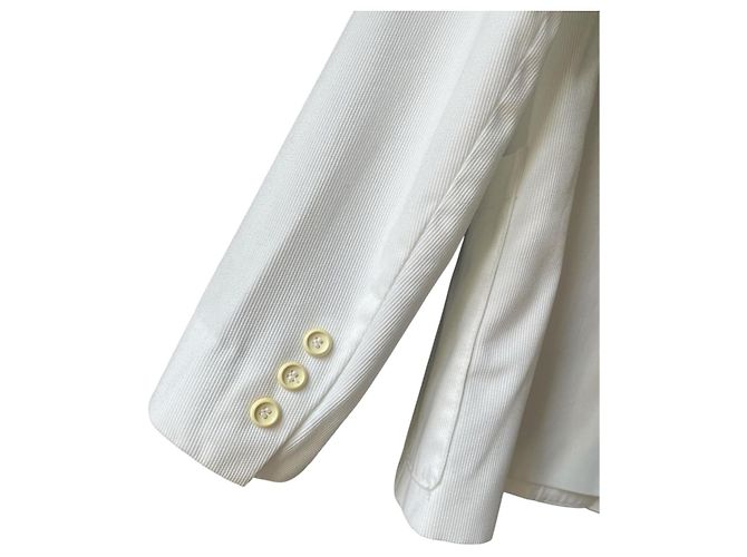 Blazer largo 70/80s Guy Laroche 38/40 de pana mezclada de algodón blanco - vista 3